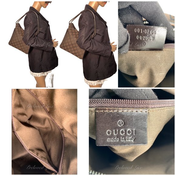 Authentic Gucci Monogram Dark Brown Shoulder Bag - Picture 14 of 15